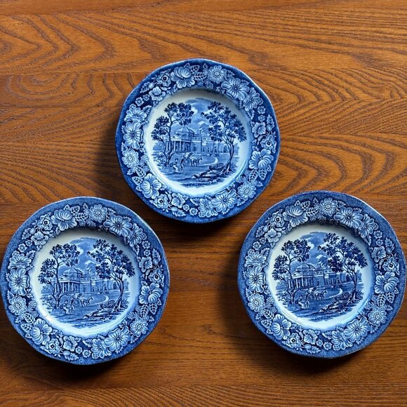Staffordshire Liberty Blue Monticello Bread and Butter Plate(s) Set of 3 - Picture 1 of 3
